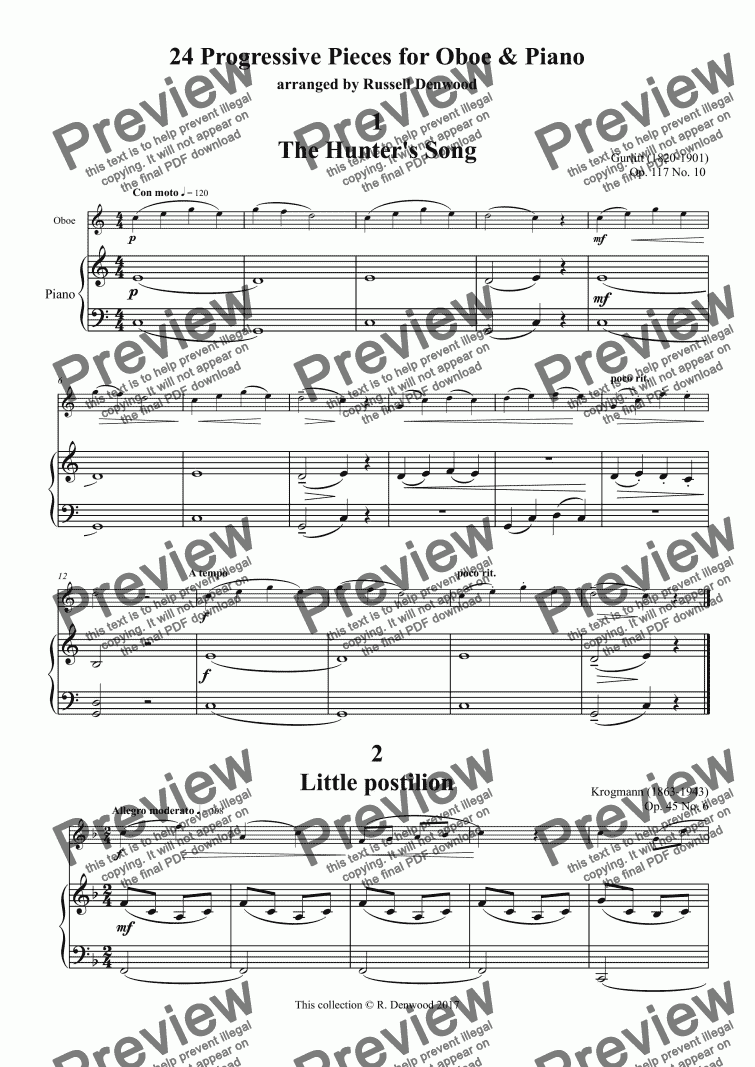 page one of Denwood - 24 Progressive Pieces for Oboe & Piano