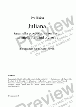 page one of JULIANA - tarantella for wind orchestra