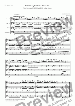 page one of STRING QUARTET No.2 in C (14 Minutes) First Movement  (19 pages 14 minutes) Adagio - Allegro 5-pages 3.31