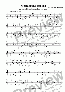 page one of Morning has broken (Bunessan) for Guitar Solo