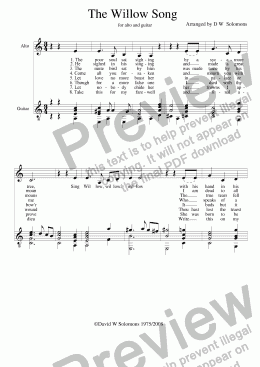 page one of The Willow Song (alto and guitar)