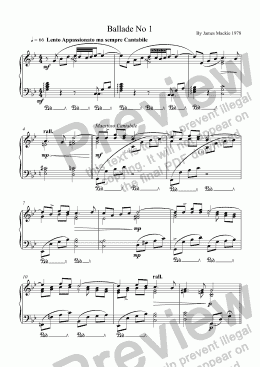 page one of Ballade No 1 (Piano solo)