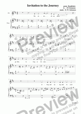 page one of Invitation to the journey for alto or baritone and piano