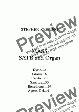 page one of MASS - SATB and Organ  