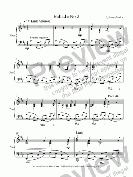 page one of Ballade No 2 (Piano Solo)
