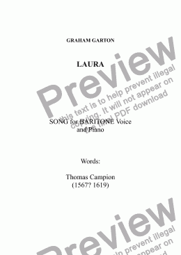 page one of SONG - 'LAURA' for Baritone Voice and Piano. Words: Thomas Campion (1567?-1619)