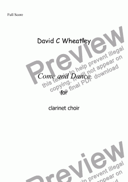 page one of Come and Dance for clarinet choir by David Wheatley