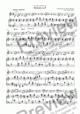 Rubinstein - Melody in F for Violin and Piano for Solo Solo Violin + piano  by A. Rubinstein arr. Patrick Bouchon ©2017 Dorset Music - Sheet Music PDF