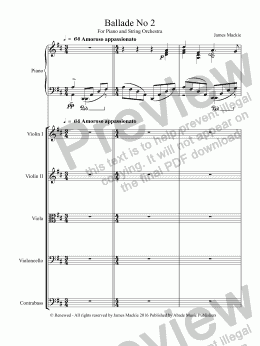page one of Ballade No 2 For Piano and String Orchestra