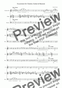 page one of Excursions for Clarinet, Guitar & Bassoon