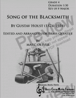 page one of Holst - Song of the Blacksmith