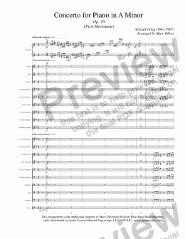 page one of Grieg - Piano Concerto in A Minor (Concert Band Transcription) 3 Movement Set