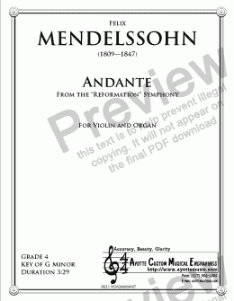 page one of Mendelssohn - Andante from the Reformation symphony