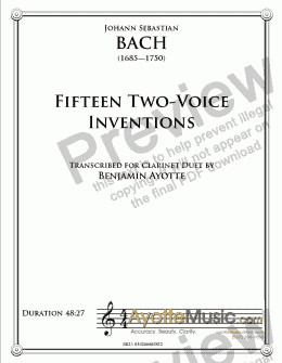 page one of Bach - Fifteen Two Voice Inventions