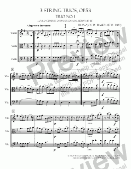 page one of Haydn - Three String Trios, Op. 53