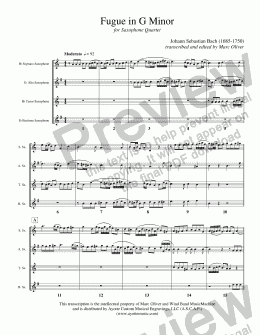 page one of Bach - Fugue in G Minor (Sax)