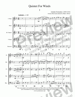 page one of Deslandres - Quintet for Winds