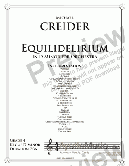 page one of Creider - Equilidelirium in d minor for Orchestra