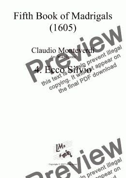 page one of Brass Quintet - Monteverdi Madrigals Book 5 - 04. Ecco Silvio