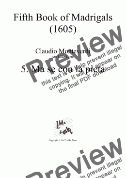 page one of Brass Quintet - Monteverdi Madrigals Book 5 - 05. Ma se con la pieta