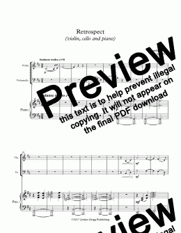 page one of Retrospect (violin, cello and piano) - Score and parts