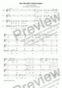 page one of Hoc est enim corpus meum French Version for SATB Choir