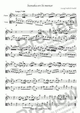 page one of Sonata en Si menor for flute & viola