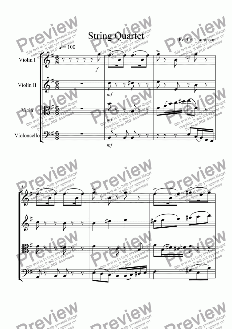 page one of String Quartet #1