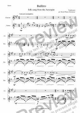 page one of Bailero for clarinet and guitar