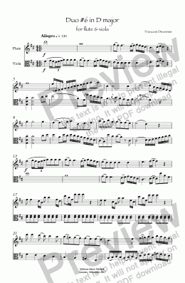 page one of Duo #6 in D major for flute & viola