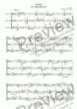 page one of Bach - PRELUDE FOR CELLO TRIO