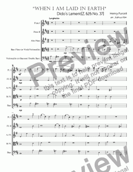 page one of Remember Me, But Forget My Fate (Dido's Lament) for Flute Choir with Bass