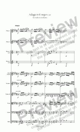 page one of Adagio in E major K 261  for Violin & Orchestra