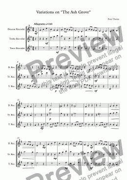 page one of Variations on "The Ash Grove" for recorder trio
