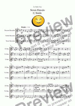 page one of Seven Emojis for recorder trio