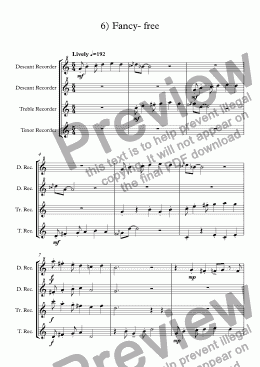 page one of A Week of Fundays for recorder quartet