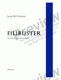 page one of Filibuster - for Tuba and Symphonic Band - Full Score and Parts