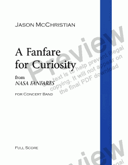 page one of A Fanfare for Curiosity - for Concert Band - Full Score and Parts