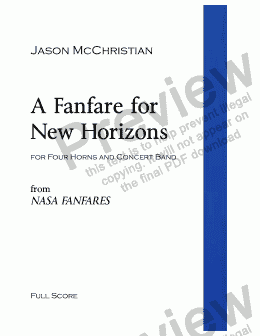 page one of A Fanfare for New Horizons - for Four Horns and Concert Band - Full Score and Parts