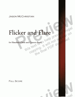 page one of Flicker and Flare - for Handbell Choir and Concert Band - Full Score and Parts