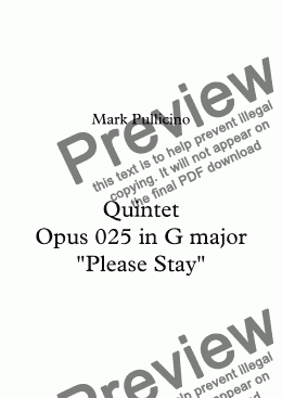 page one of Pullicino, Mark - Quintet - Opus 025 in G maj. "Please Stay"