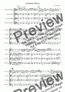page one of Laundrette Blues! for Saxophone Quartet