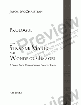 page one of PROLOGUE from STRANGE MYTHS AND WONDROUS IMAGES - A COMIC BOOK CHRONICLE FOR CONCERT BAND - Full Score and Parts