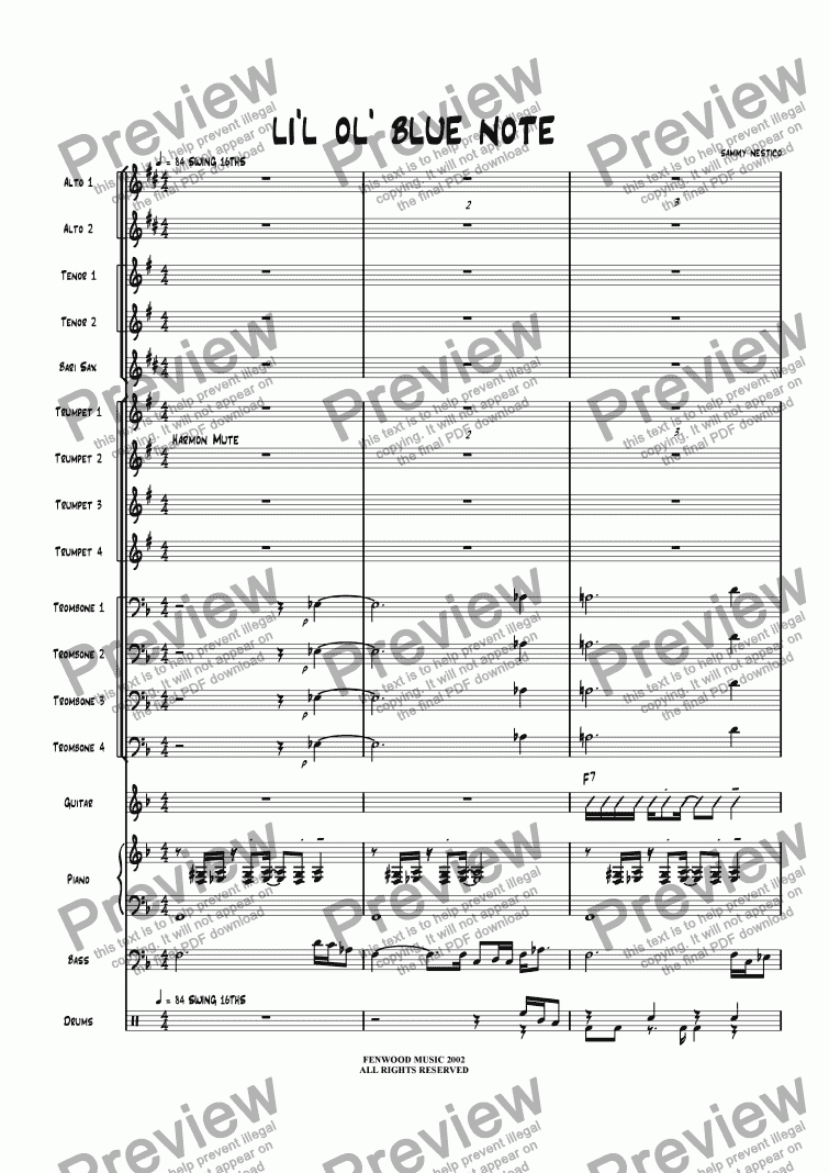 page one of Li'l Ol' Blue Note