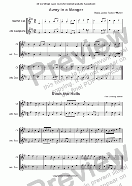 page one of 20 Favourite Christmas Carols for Clarinet and Alto Saxophone Duet