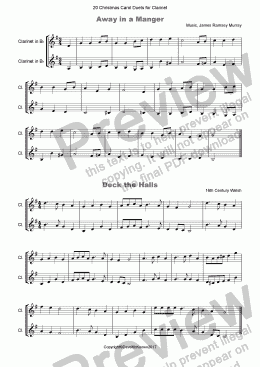 page one of 20 Favourite Christmas Carols for Clarinet Duet