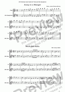 page one of 20 Favourite Christmas Carols for Flute and Alto Saxophone Duet