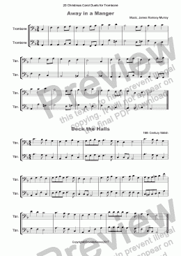 page one of 20 Favourite Christmas Carols for Trombone Duet
