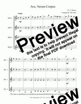 page one of Ave, Verum Corpus-Glockenspiel Quartet or Glockenspiel Choir