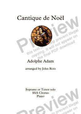 page one of Cantique de Noël (Soprano or Tenor solo, SSA, Piano)